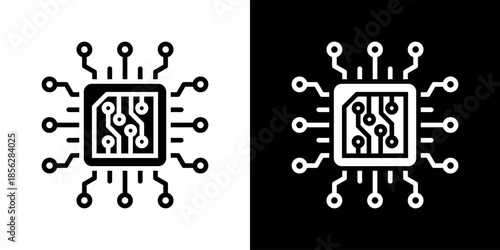 Chip Icon Set Vector Collection Isolated In Black And White