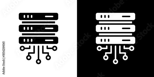 Database Icon Set Vector Collection Isolated In Black And White