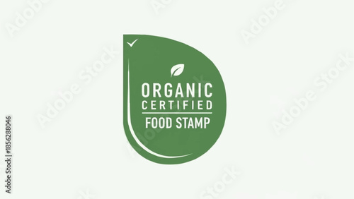 Organic Certified Food Stamp Logo Design Element.