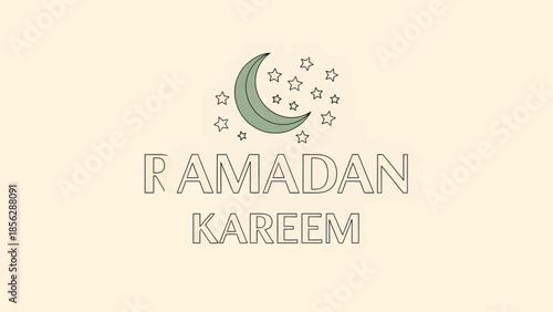 Ramadan Kareem Minimalist Greeting with Arabic Calligraphy and Crescent Moon