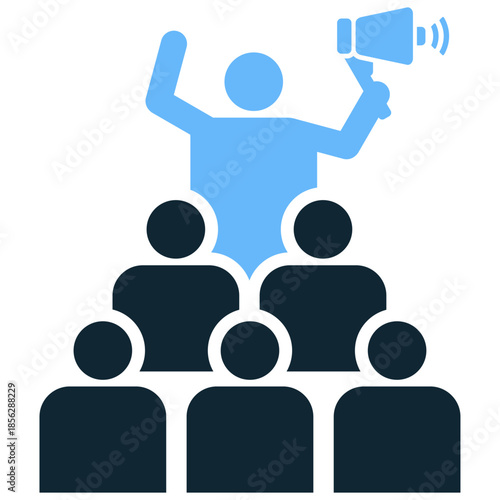 Advocacy icon vector for social campaigns. Ideal for illustrating support, raising awareness, public speaking, and activist movements.