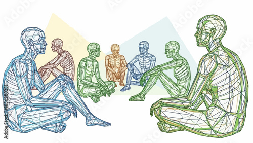 Diverse group of people sitting in a circle discussing ideas.