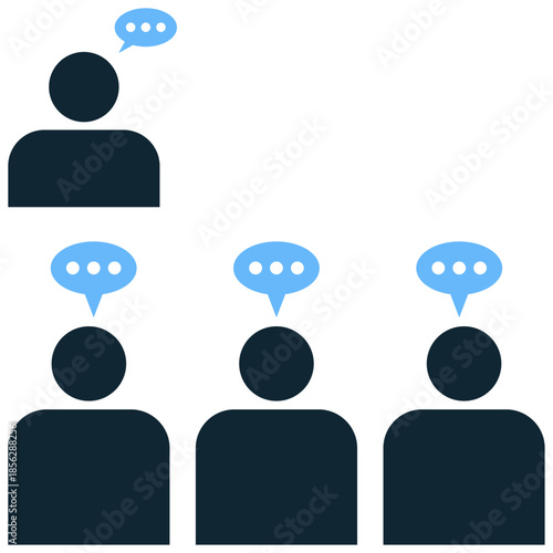 Forum icon vector for public discussions. Ideal for illustrating debates, conferences, online chats, and speaker platforms.