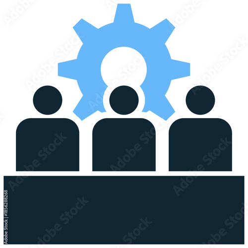 Committee icon vector for boardroom meetings. Ideal for illustrating leadership teams, panels, decision makers, and management groups.