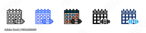 Training Schedule Icon Collection With Multiple Styles