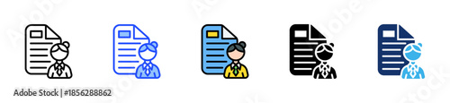 Employee Contract Icon Collection With Multiple Styles