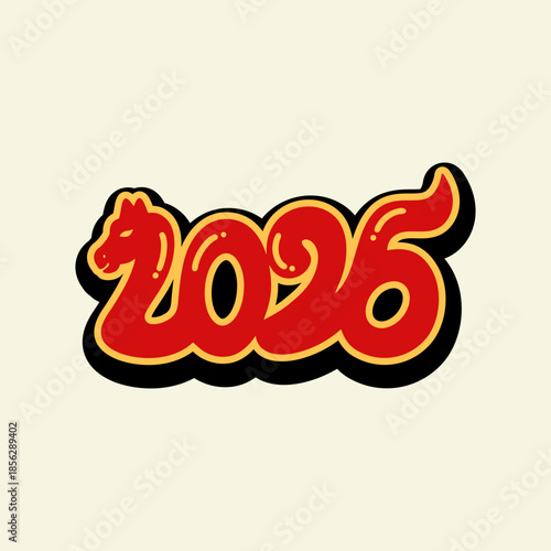 2026 Year of the Fire Horse Chinese Zodiac New Year Design