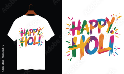 Celebrate holi with a colorful t-shirt isolated on white background, Vector, illustration