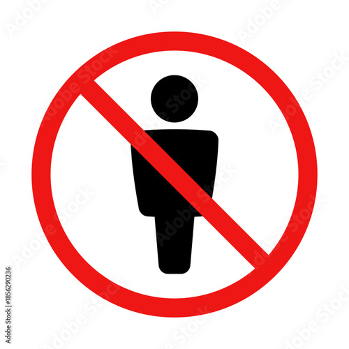 No Man or Person Sign on White Background
