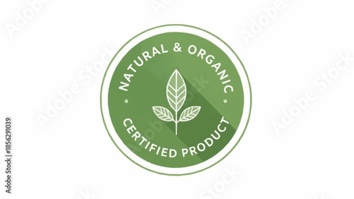 Certified natural organic product badge with leaf illustration.
