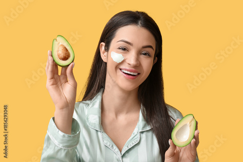 Happy young woman with smea...