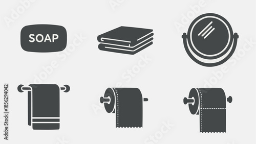 Bathroom icons set hygiene and cleanliness symbols.