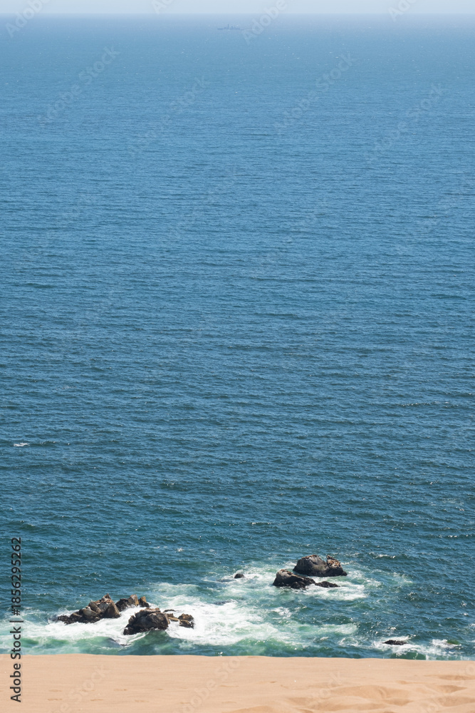 Fototapeta premium Dunas con el océano de fondo, Concón, Chile.