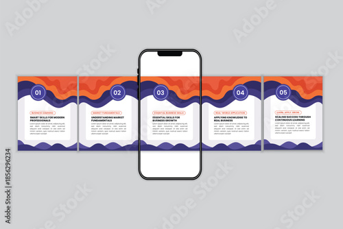 Social Media Carousel Post Design Template for Business Learning and Marketing