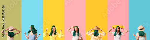 Set of cool young woman wit...