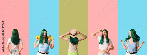 Set of cool young woman wit...