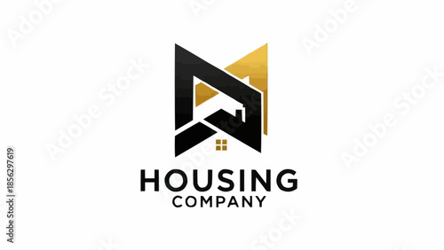 Modern Abstract Logo for Housing Company with Geometric Shapes.