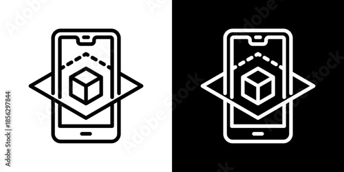 Augmented Reality Icon Set Vector Collection Isolated In Black And White