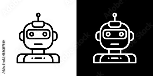 Robot Icon Set Vector Collection Isolated In Black And White
