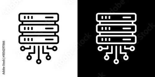 Database Icon Set Vector Collection Isolated In Black And White