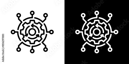 Automation Icon Set Vector Collection Isolated In Black And White