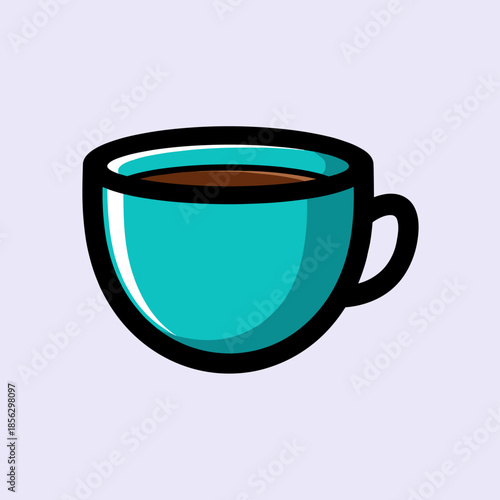Illustration of a Teal Coffee Cup with Dark Coffee Inside.