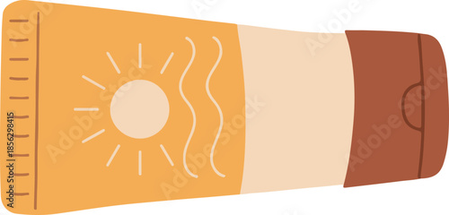 A tube of sunscreen with sun protection on a