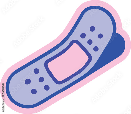 Purple band aid with pink border and blue accents on