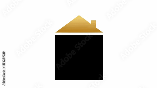 Simple Golden House Icon on White Background.