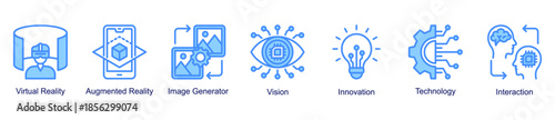 Immersive Tech web banner icon illustration featuring immersive technologies, visual innovation, digital interaction, and creative experiences
