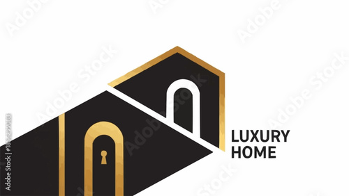 Luxury Home Logo Design with Golden Accents and Keyhole Detail.