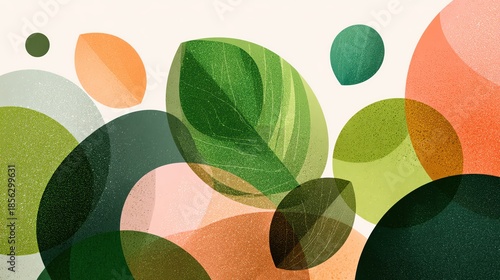 Stylized abstract leaves in vibrant colors create a fresh and modern artistic expression.