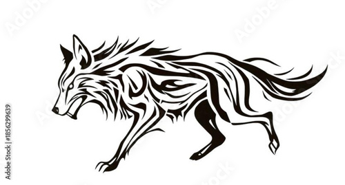 Black horse head silhouette vector illustration featuring a wild stallion tattoo design with a detailed mane and outline for equestrian art