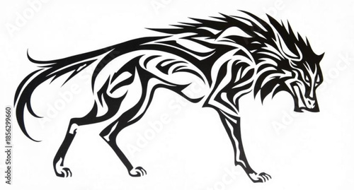 Black horse vector illustration featuring a wild stallion silhouette running in nature as an equine art design for a farm animal tattoo or equestrian sport race