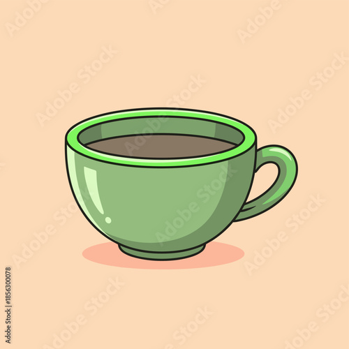 Illustration of a Green Cup Filled with Coffee.