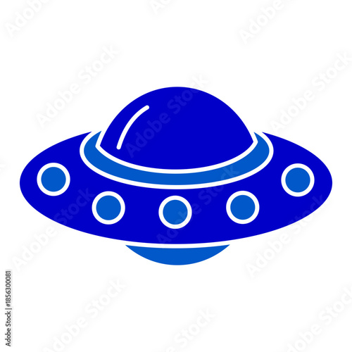 Blue solid UFO spaceship icon