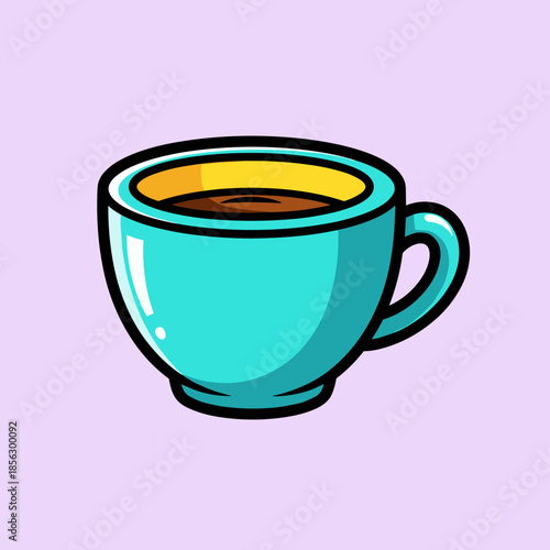 Illustration of a Teal Coffee Cup with Dark Coffee.