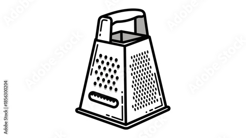 Black and White Grater Illustration Kitchen Tool.