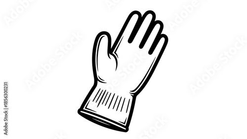 Black and White Illustration of Work Glove.