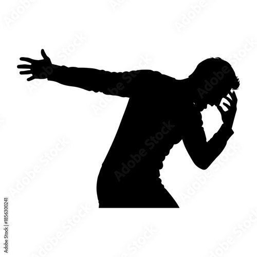 Silhouette of a person striking dramatic expressive pose.