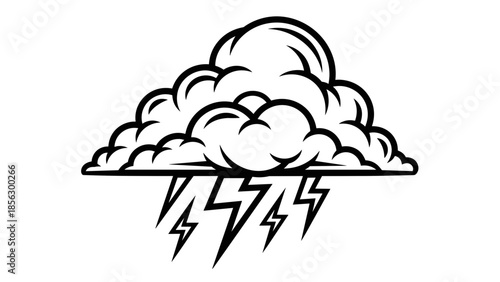 Black and White Thunderstorm Cloud Illustration.