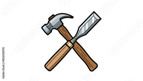 Crossed Hammer and Screwdriver Illustration.