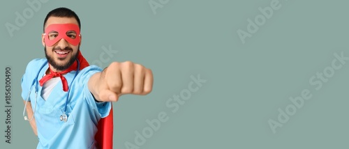 Male doctor in superhero co...