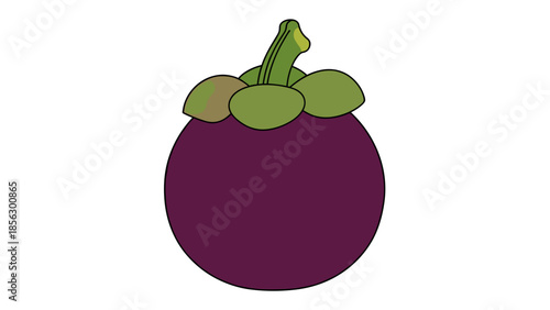 Purple Eggplant Fruit Vegetable Cartoon Illustration.