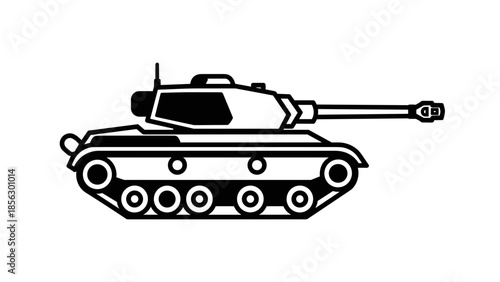 Simple Black and White Tank Illustration.