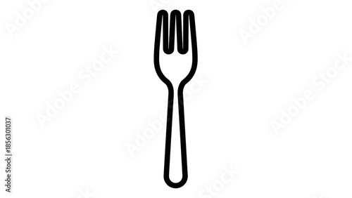 Simple Black Fork Icon Illustration.