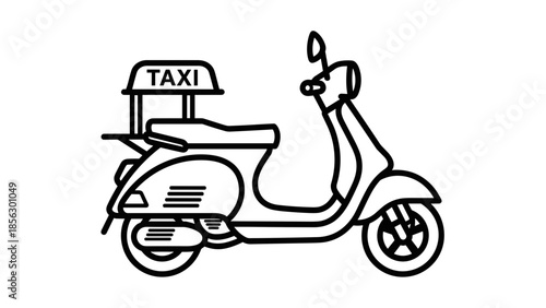 Simple Black Line Art Taxi Motor Scooter.