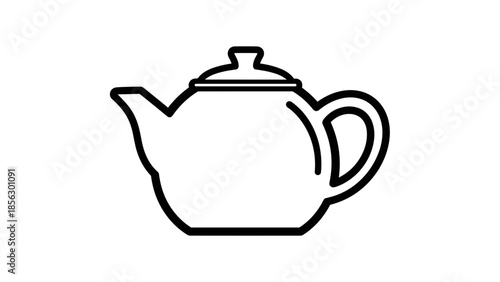 Simple Black Line Drawing of Teapot.