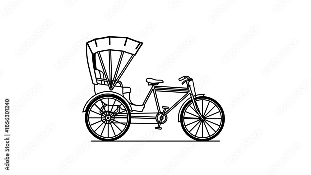 Fototapeta premium Vintage Rickshaw Bicycle with Passenger Seat.