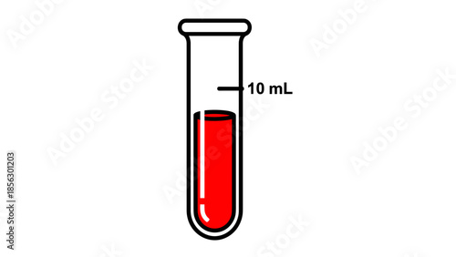 Test Tube with Red Liquid Sample.